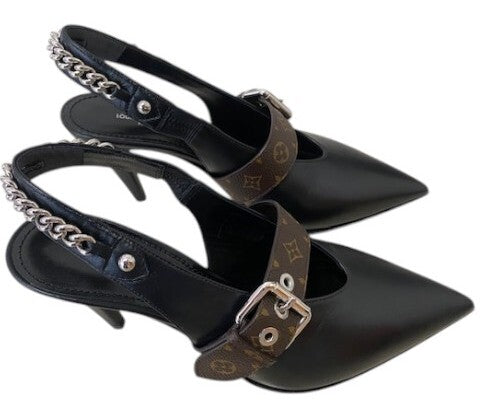 AUTHENTIC LOUIS VUITTON VIBE SLINGBACK PUMPS AS NEW SIZE 38