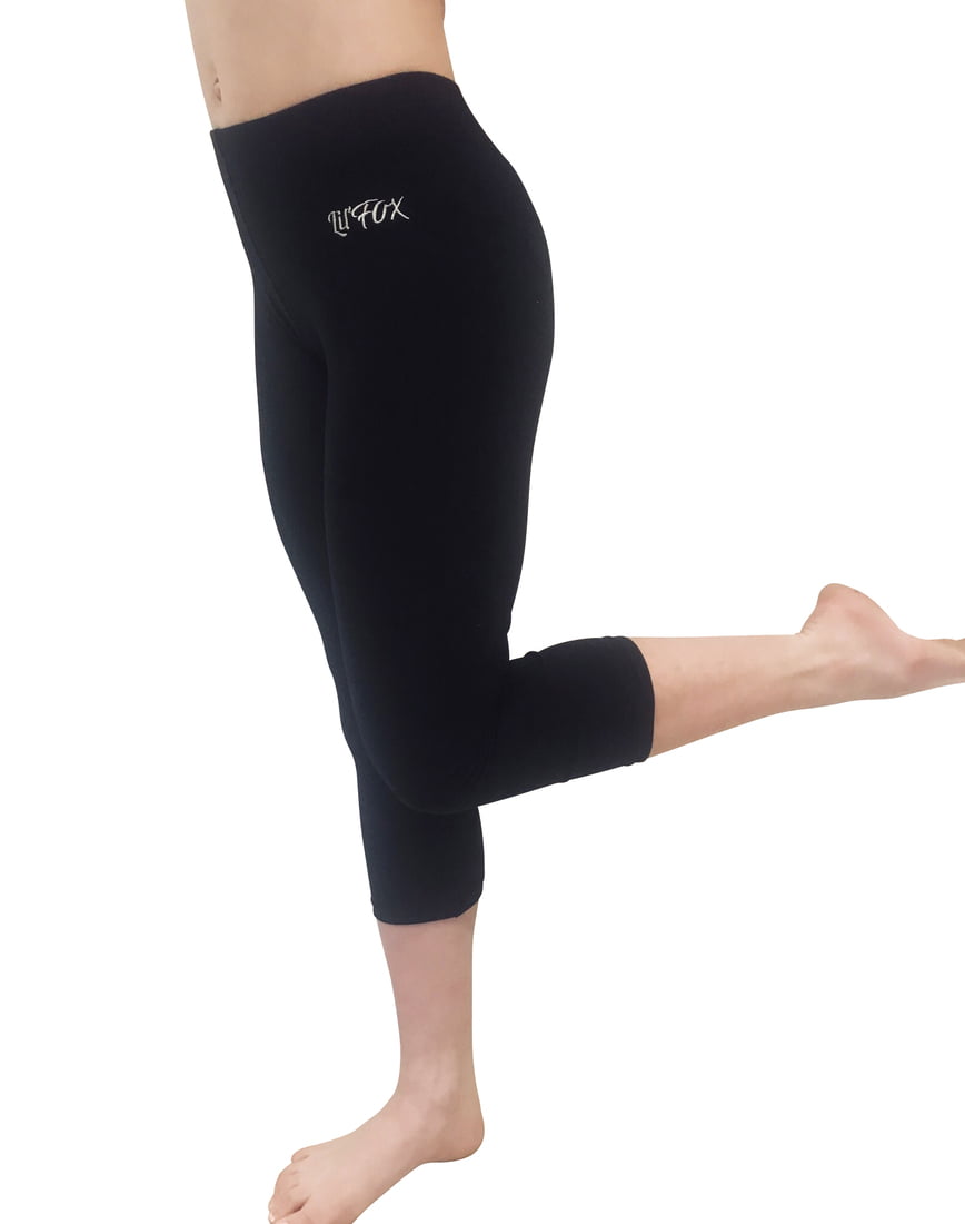 BLACK STRETCH COTTON 3/4 LEGGINGS