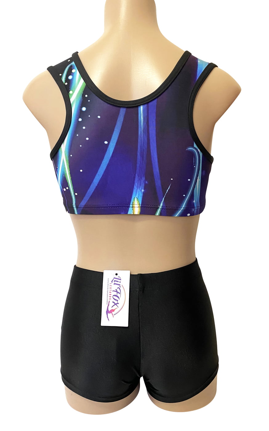 ELECTRIC BLUE GALAXY LYCRA CROP SET