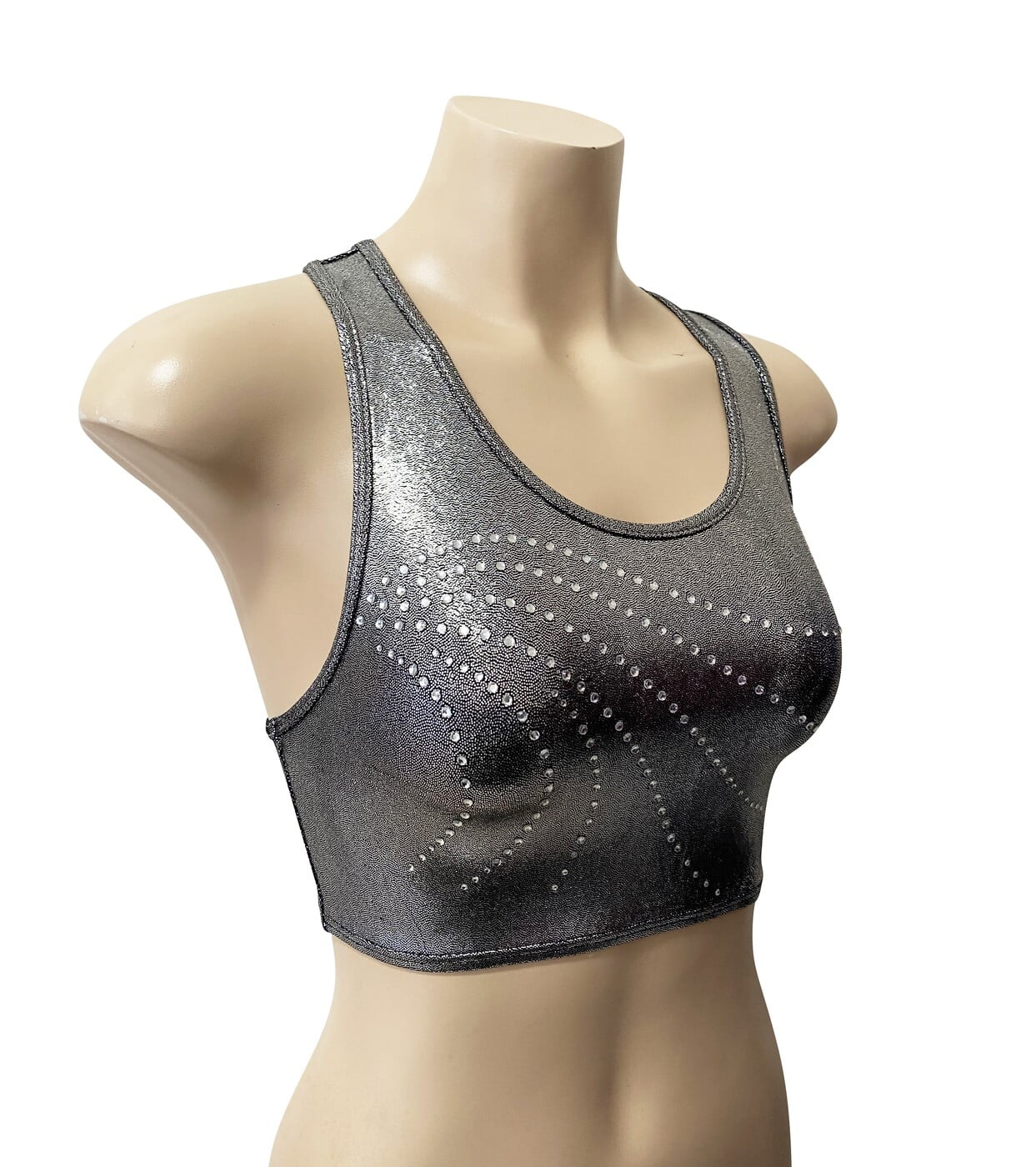 DARK SILVER SHINY FOIL CROP TOP