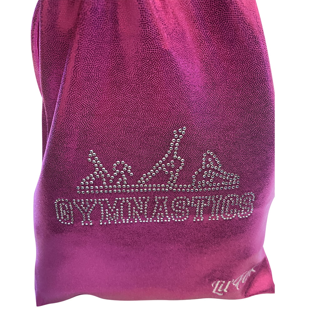 PINK SHINY MYSTIQUE GRIP BAG WITH 'GYMNASTICS' RHINESTONES