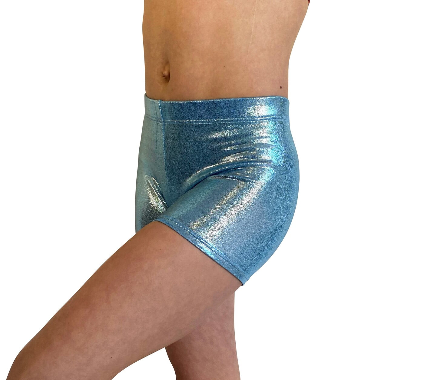 ICE BLUE SHINY FOIL MYSTIQUE BIKE SHORTS