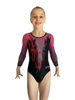 BLACK AND CHERRY MYSTIQUE WITH OMBRE MESH, RHINESTONES, LONG SLEEVE