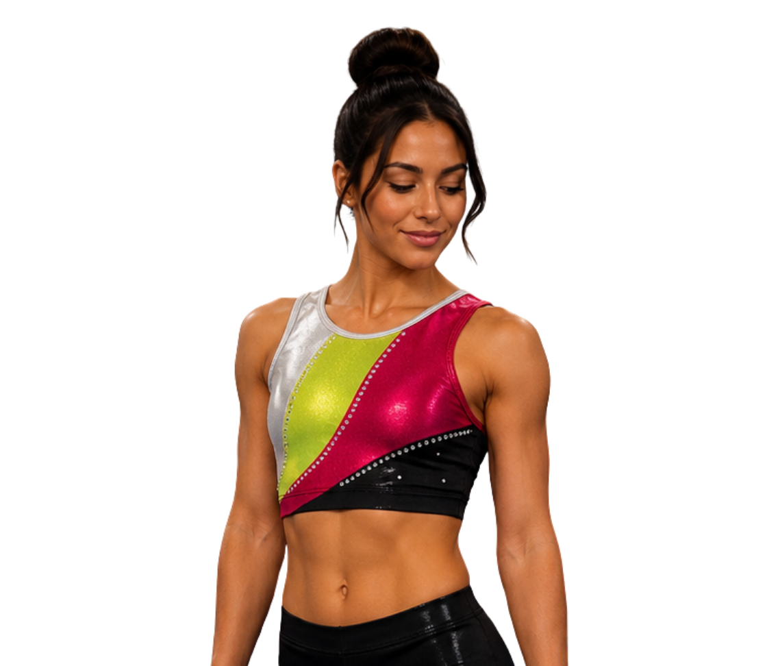 HOT PINK SWIRL SWOOSH CROP TOP