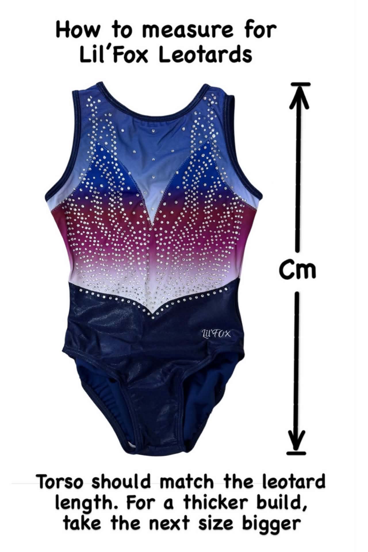Lil'Fox Bejewelled Navy & Maroon Gymnastics Leotard with Crystals