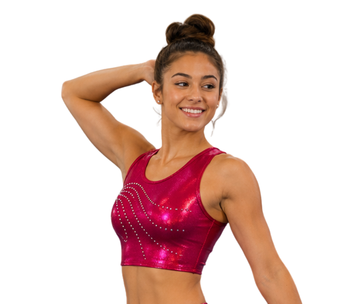 BERRY SHINY FOIL CROP TOP