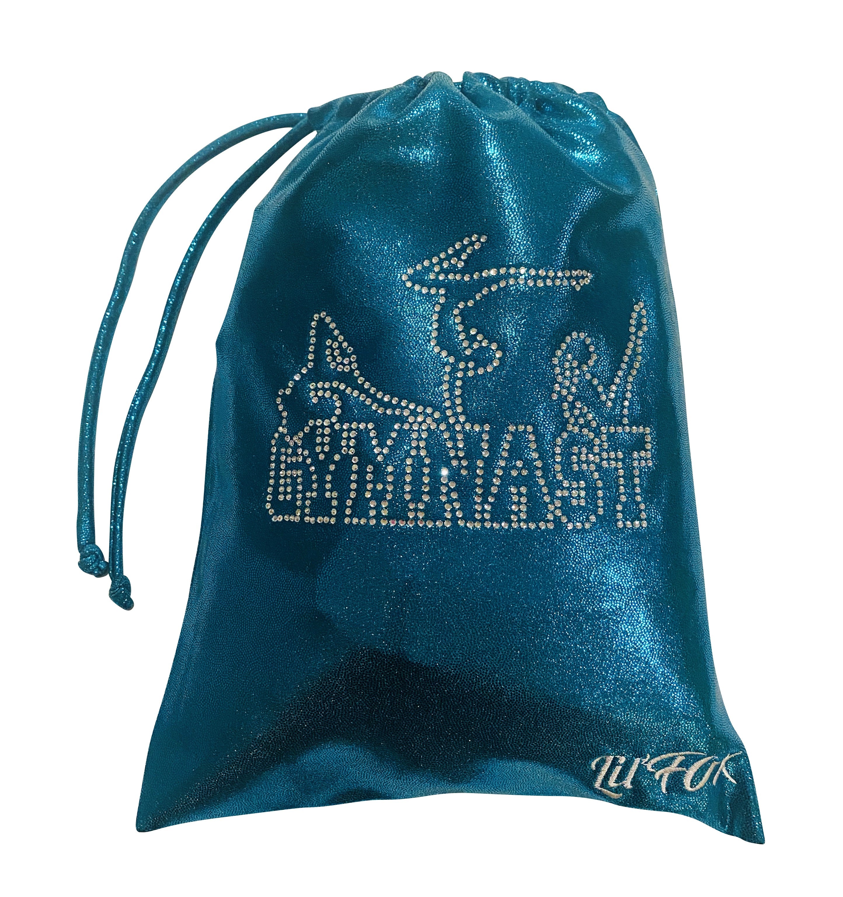 Lil'Fox Teal Green Shiny Mystique Grip Bag with 'Gymnast' Rhinestones