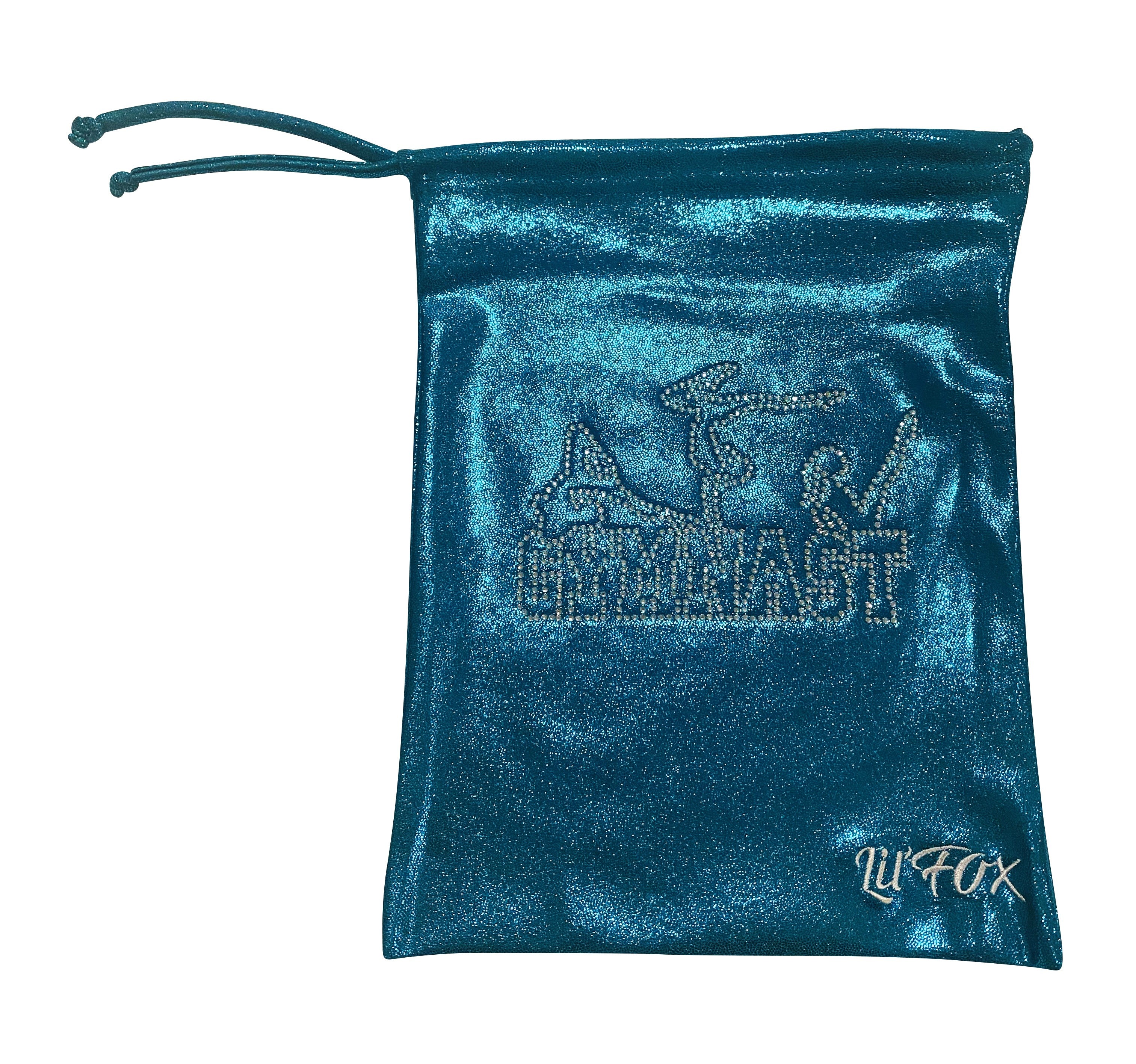 Lil'Fox Teal Green Shiny Mystique Grip Bag with 'Gymnast' Rhinestones