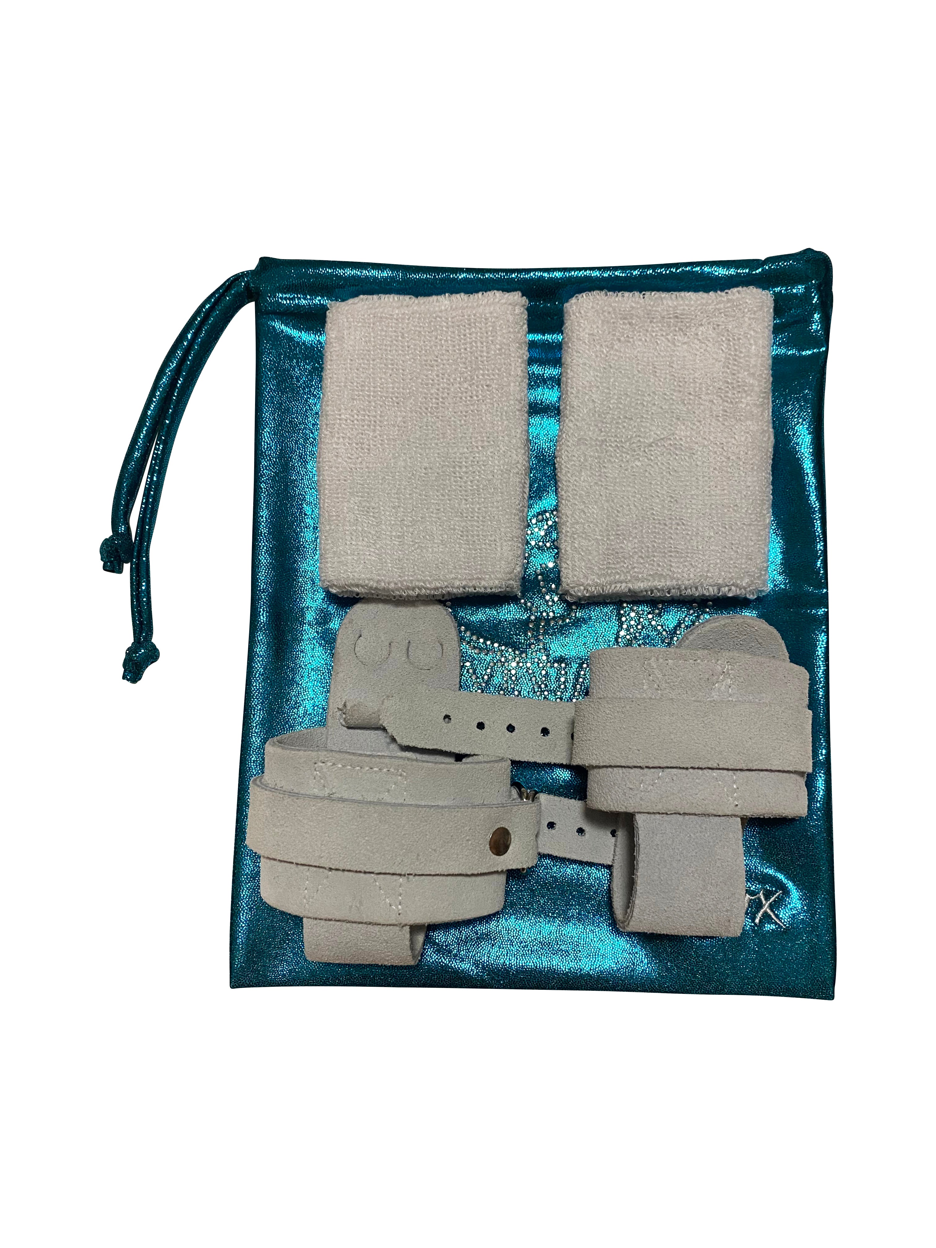 Lil'Fox Teal Green Shiny Mystique Grip Bag with 'Gymnast' Rhinestones