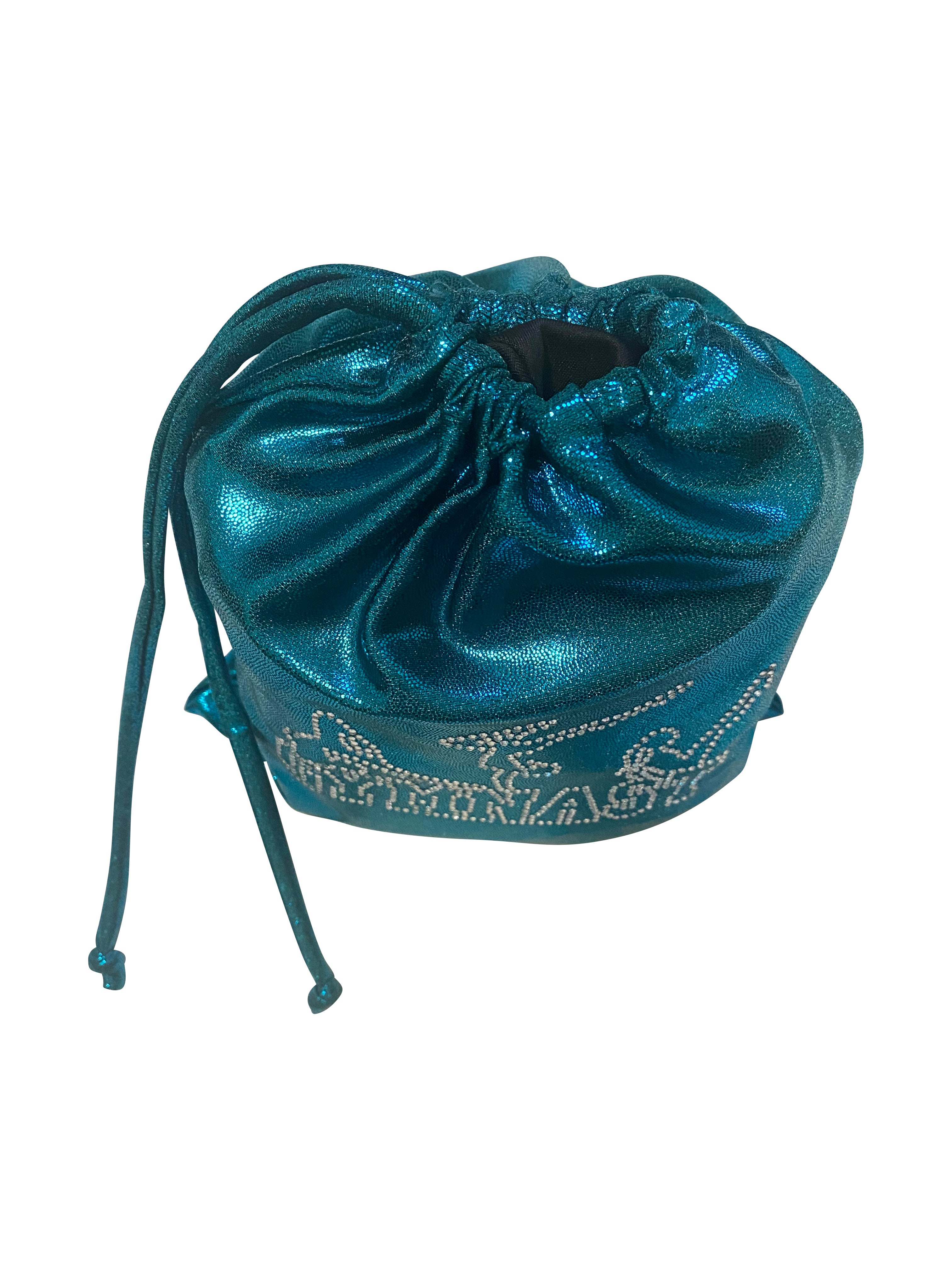 Lil'Fox Teal Green Shiny Mystique Grip Bag with 'Gymnast' Rhinestones