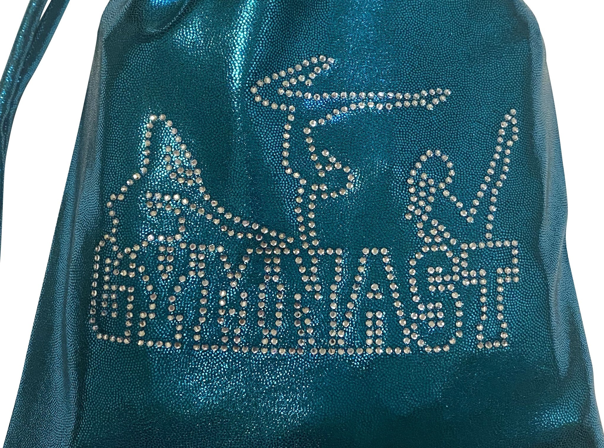 Lil'Fox Teal Green Shiny Mystique Grip Bag with 'Gymnast' Rhinestones