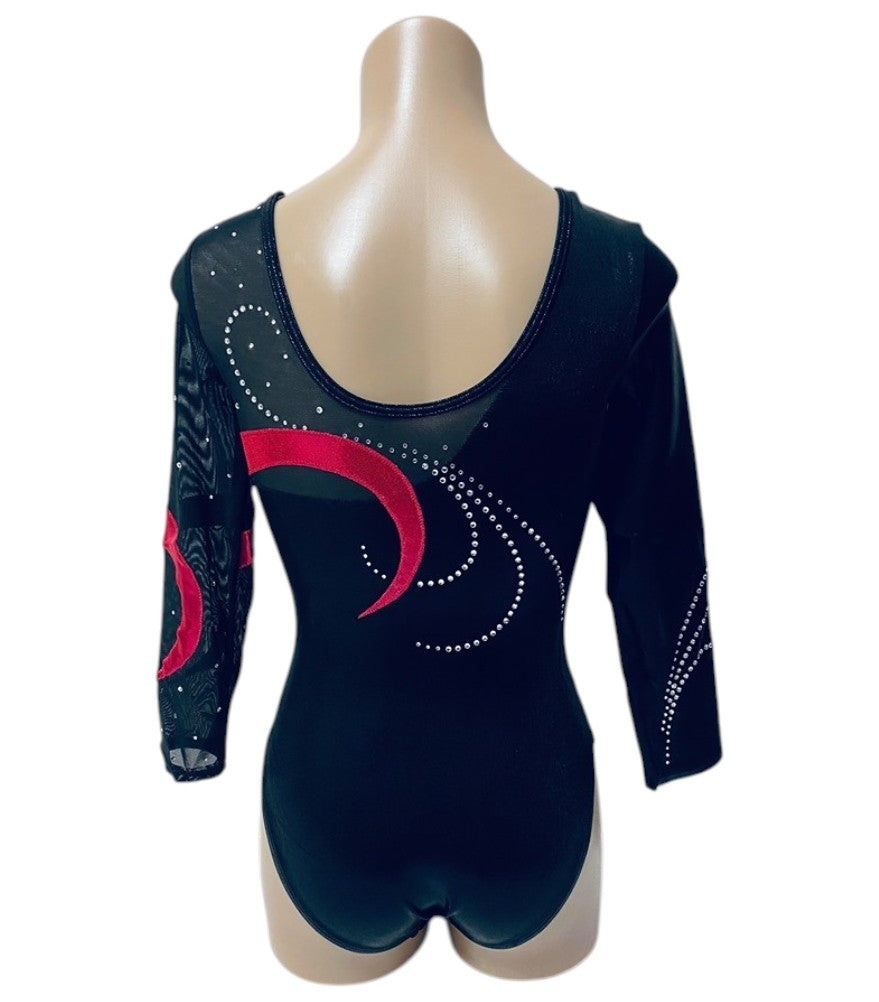 Lil'Fox Black & Berry Swirl Mystique with Mesh & Crystals Long Sleeve