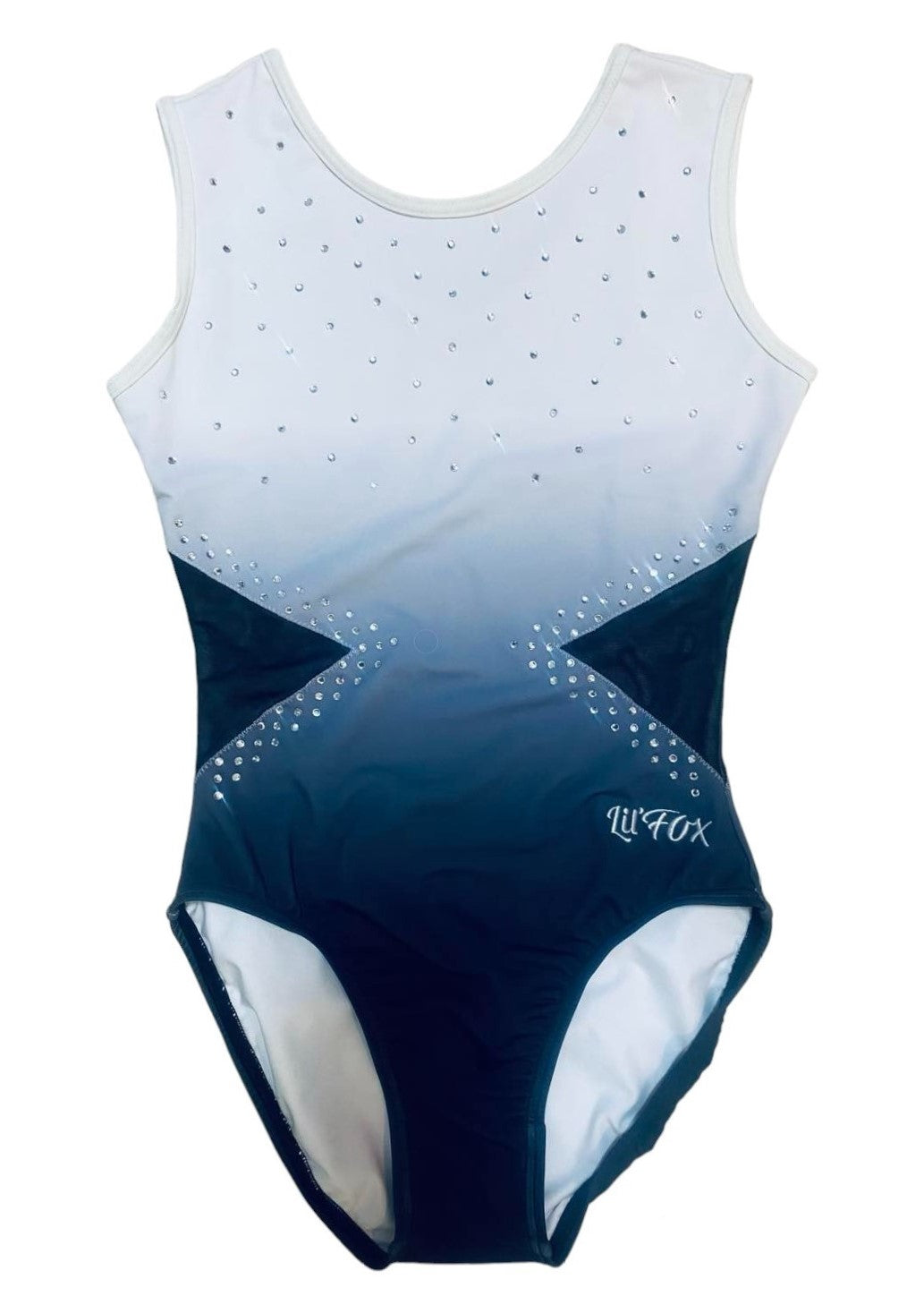 BLACK AND WHITE OMBRE LYCRA WITH CRYSTALS