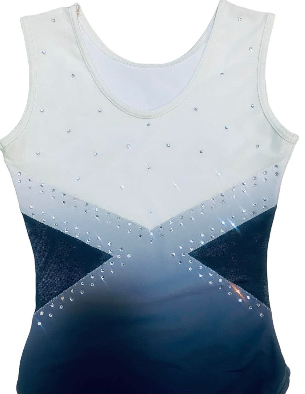 BLACK AND WHITE OMBRE LYCRA WITH CRYSTALS