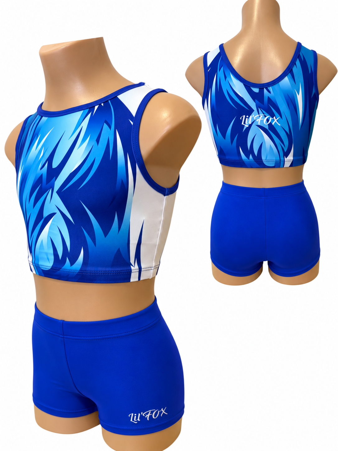 Lil'Fox Celestial Crop Set with Royal Blue Lycra Shorts