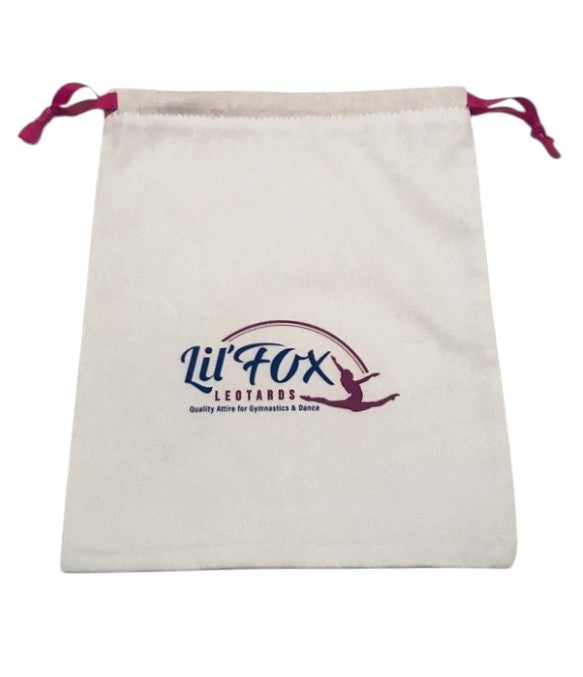 Lil'Fox Cotton Grip Bag with Fuchsia Drawstring