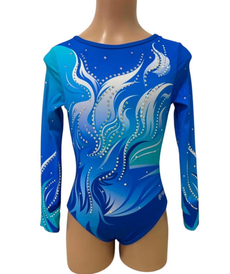 Lil'Fox Ocean Spirit Long Sleeve Gymnastics Leotard with Crystals