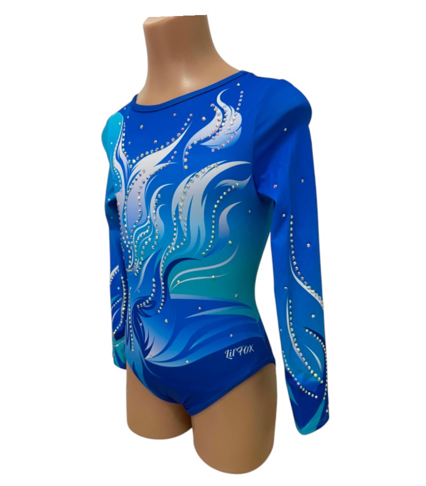 Lil'Fox Ocean Spirit Long Sleeve Gymnastics Leotard with Crystals