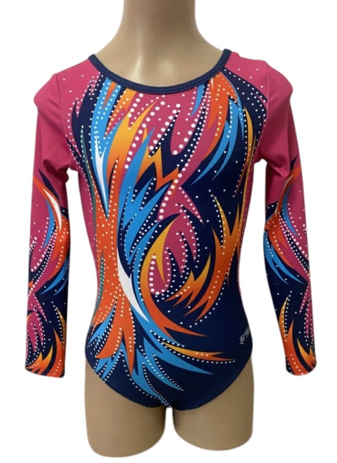 Lil'Fox Pink Illusion Long Sleeve Lycra Gymnastics Leotard