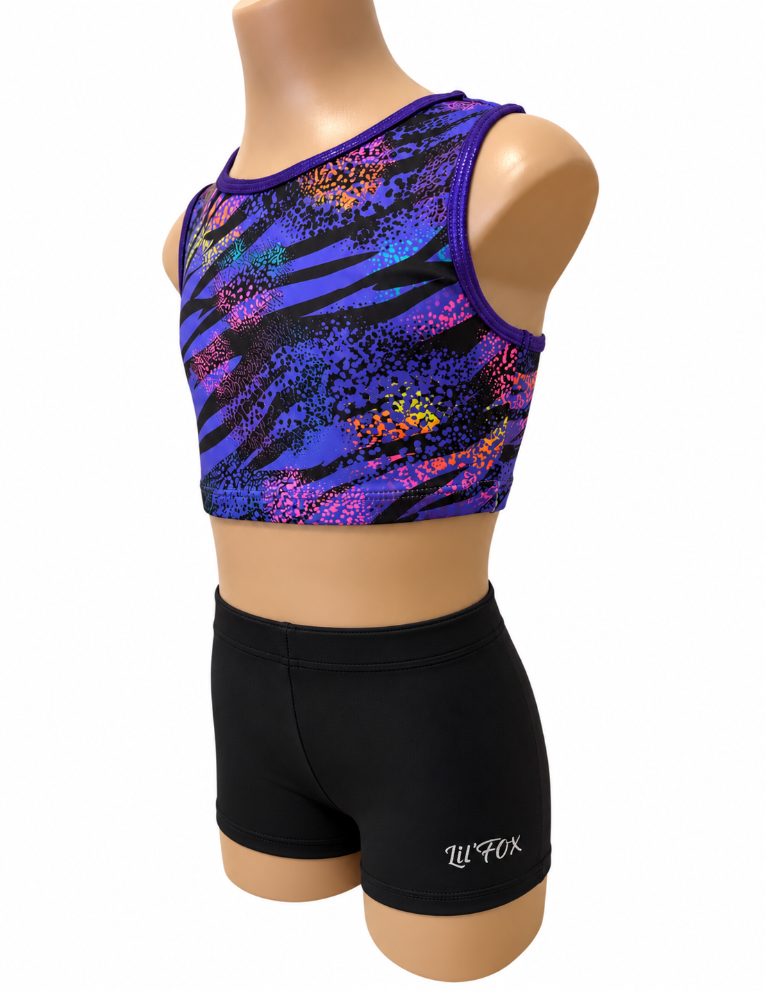 Lil'Fox Purple Jungle with Black Lycra Crop Set