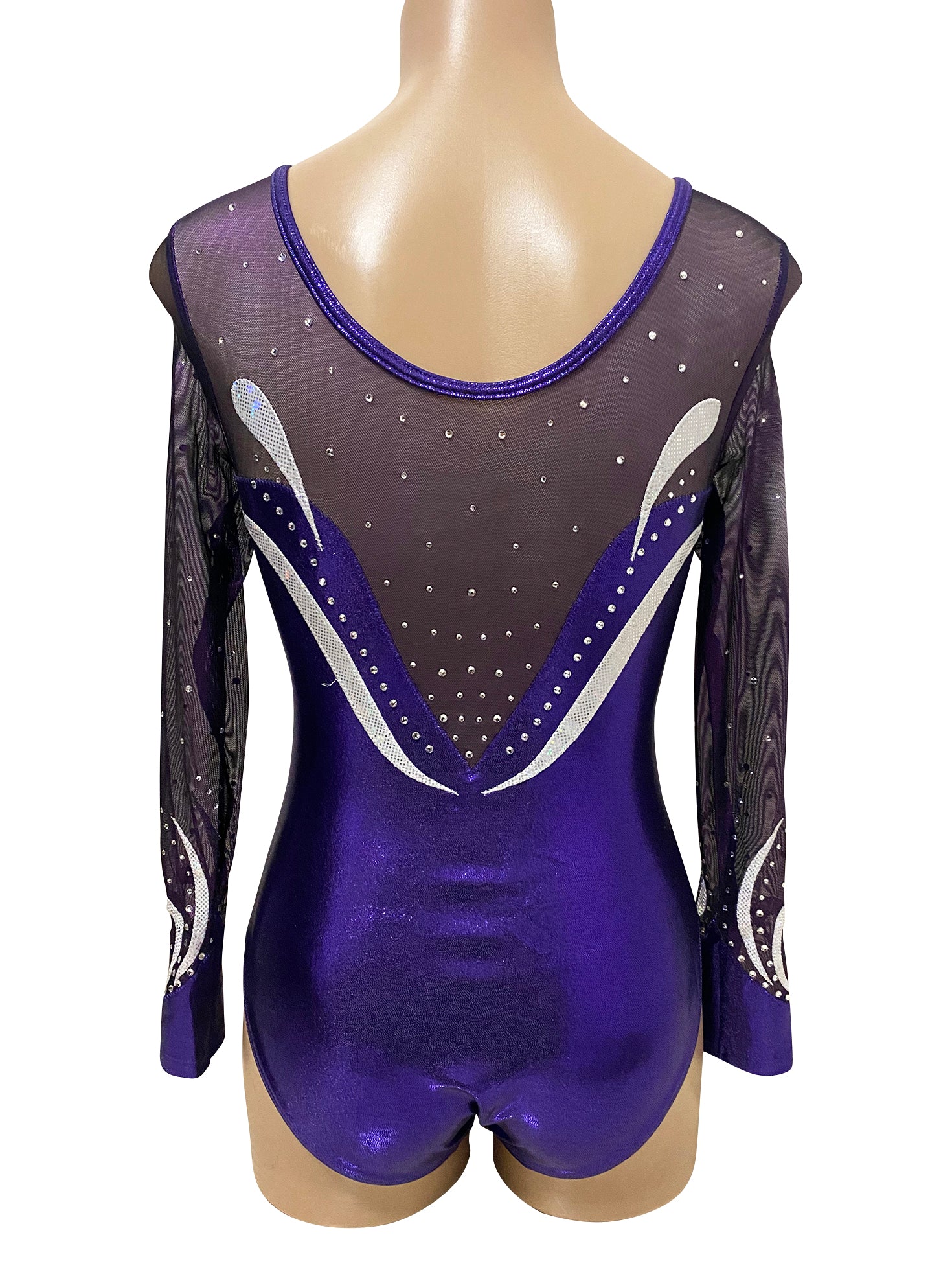Lil'Fox Purple Sweetheart Long Sleeve Gymnastics Leotard with Crystals