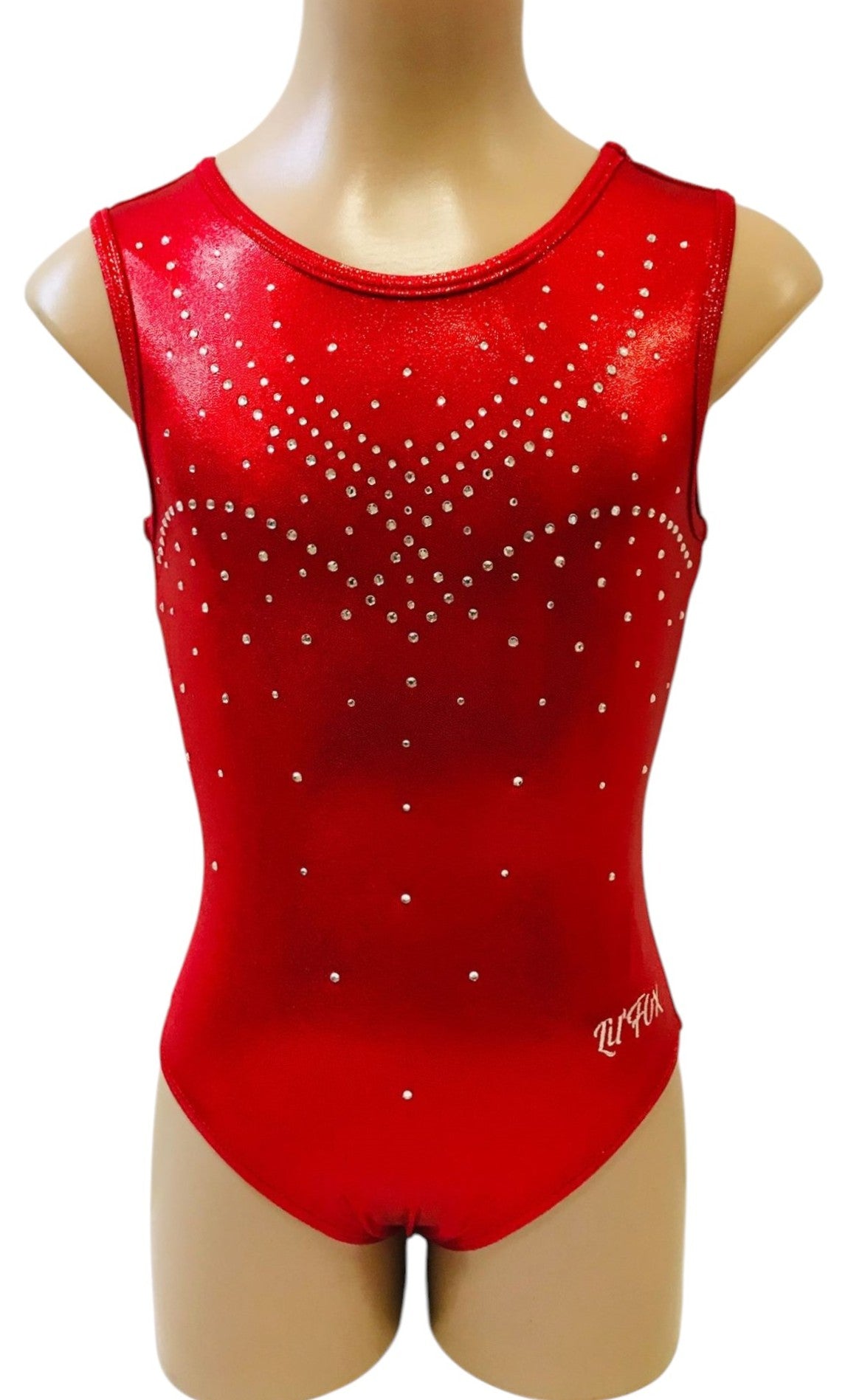 Lil'Fox Red Glitz Shiny Mystique Gymnastics Leotard with Crystals