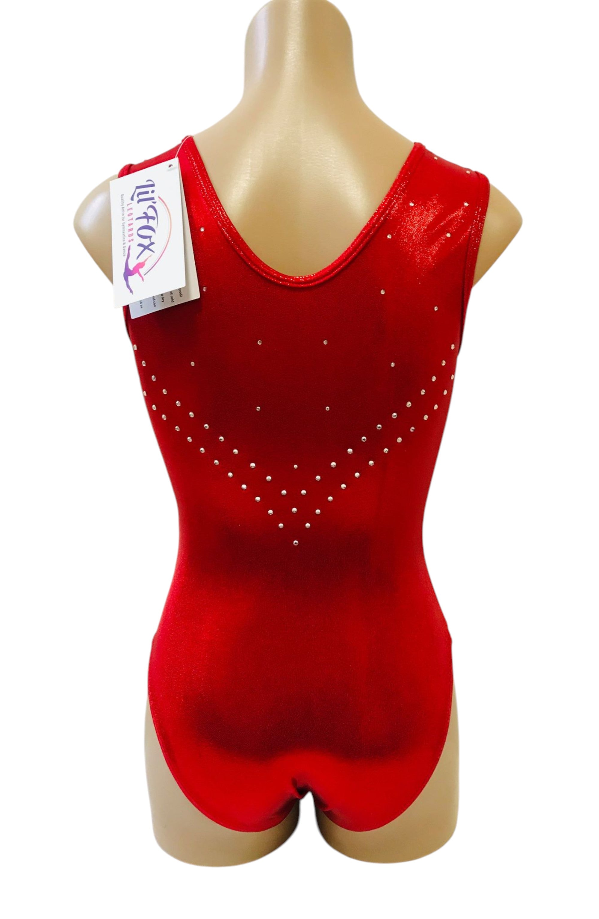 Lil'Fox Red Glitz Shiny Mystique Gymnastics Leotard with Crystals