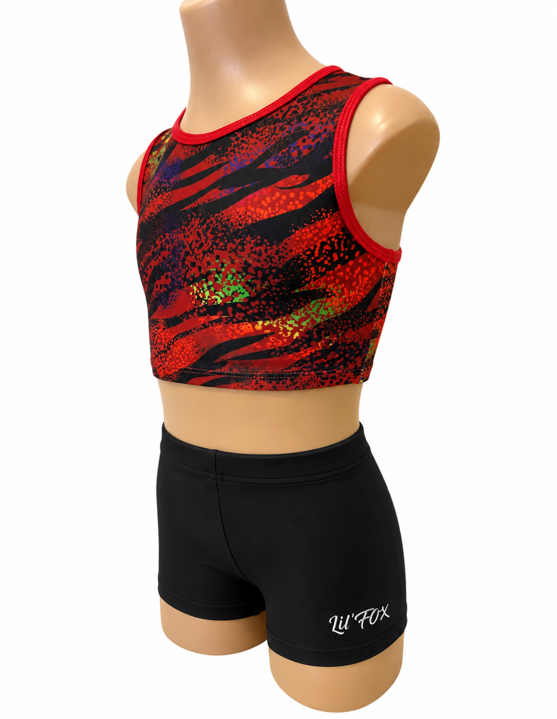 Lil'Fox Red Jungle with Black Lycra Crop Set