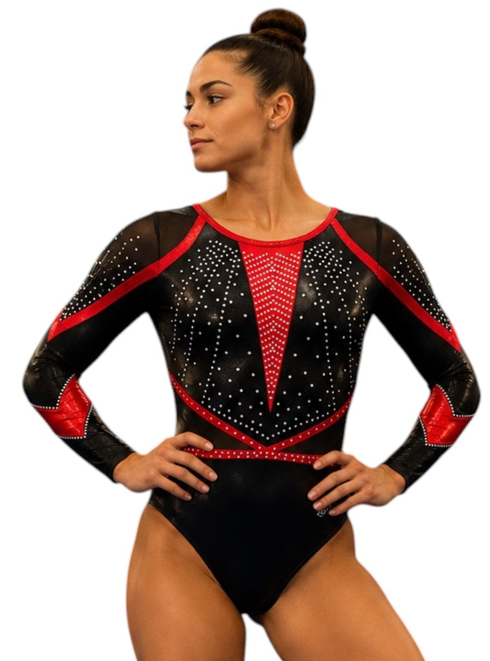 Lil'Fox Red Vortex Long Sleeve Gymnastics Leotard