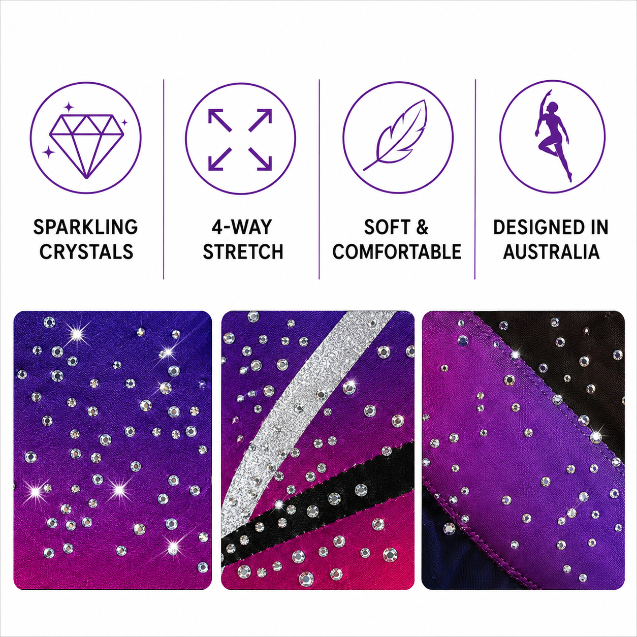 Lil'Fox Space Age Ombre Gymnastics Leotard with Rhinestones