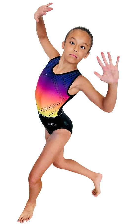 Lil'Fox Sunset Ombre Gymnastics Leotard with Crystals
