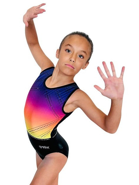 Lil'Fox Sunset Ombre Gymnastics Leotard with Crystals